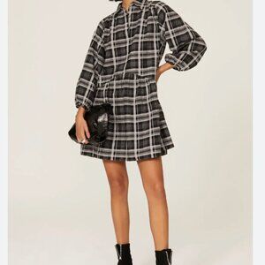 Club Monaco Black and White Plaid Mini Dress